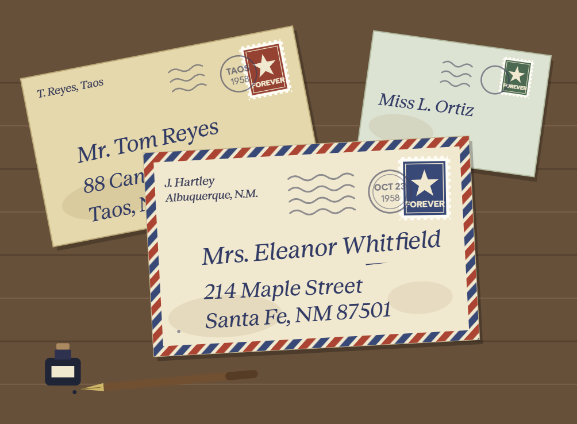 Handwritten direct mail envelopes ready for delivery